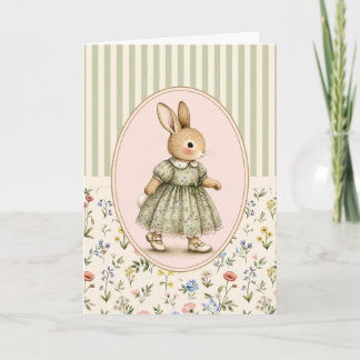 Tarjeta de felicitación de conejita vintage pastel
