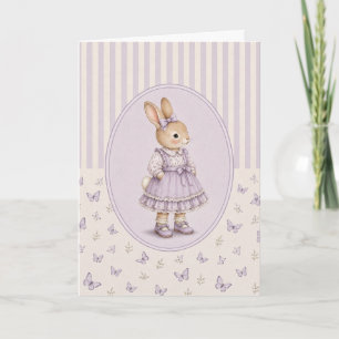 Tarjeta de felicitación de conejita vintage pastel