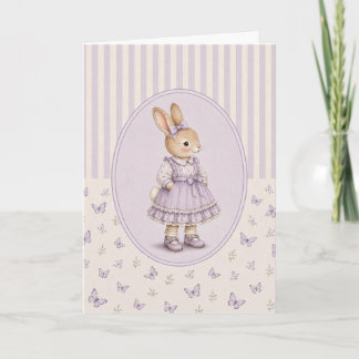 Tarjeta de felicitación de conejita vintage pastel
