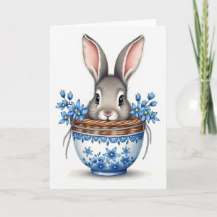 Tarjeta de Felicitación de Conejito en Flor