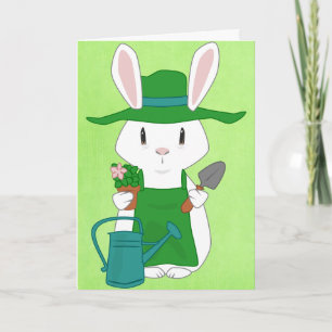 Tarjeta de felicitación de conejo de jardinería