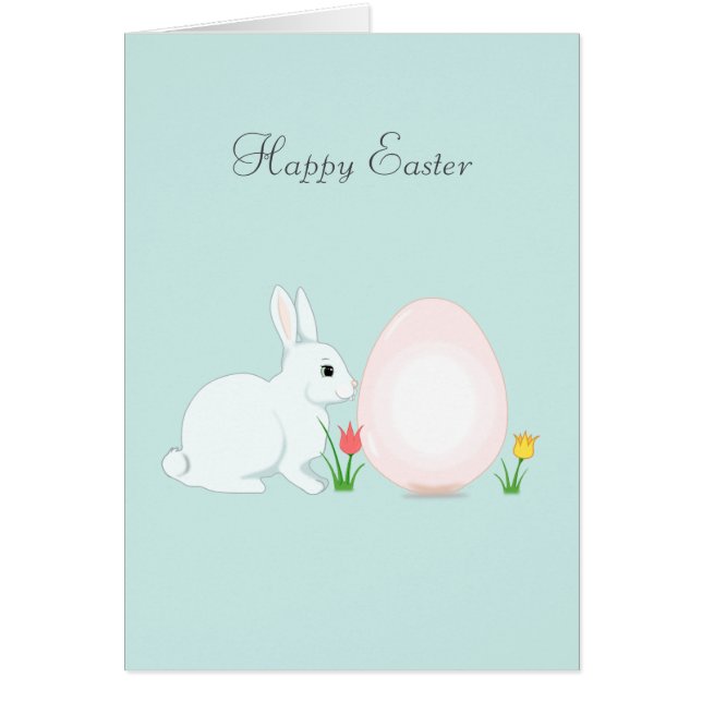 Tarjeta de Felicitación de Conejo de Pascua con Hu (Frente)