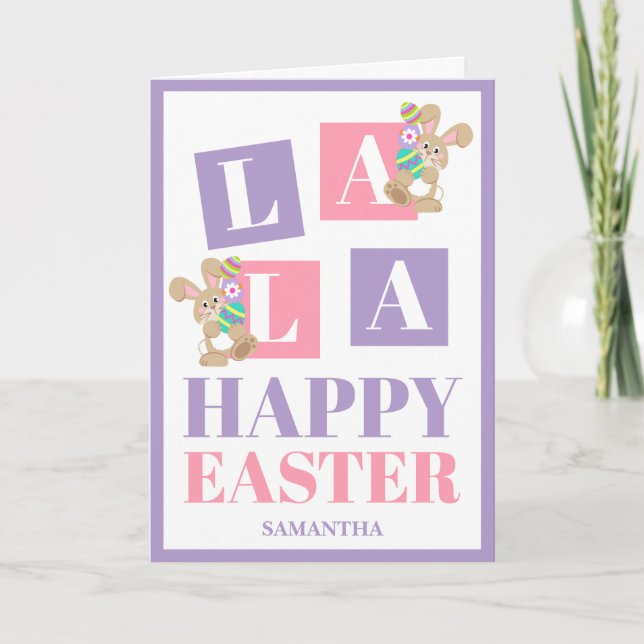 Tarjeta de Felicitación de Conejo de Pascua La La (Anverso)