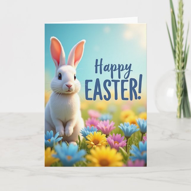 Tarjeta de Felicitación de Conejo de Primavera (Anverso)