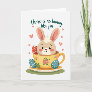 Tarjeta de Felicitación de Conejo en una Taza