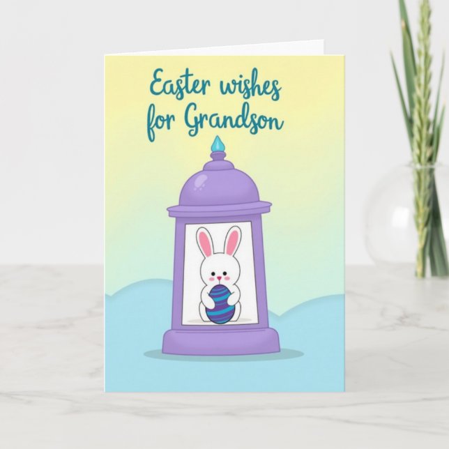 Tarjeta de Felicitación de Conejo y Linterna (Anverso)