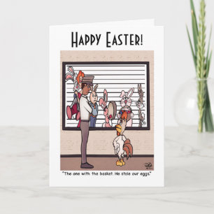 Tarjeta de felicitación de conejos en una rueda de