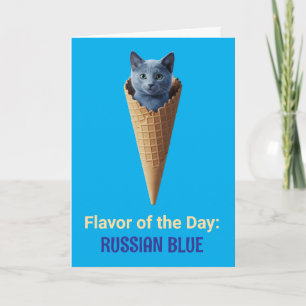Tarjeta de felicitación de cono de gato azul ruso