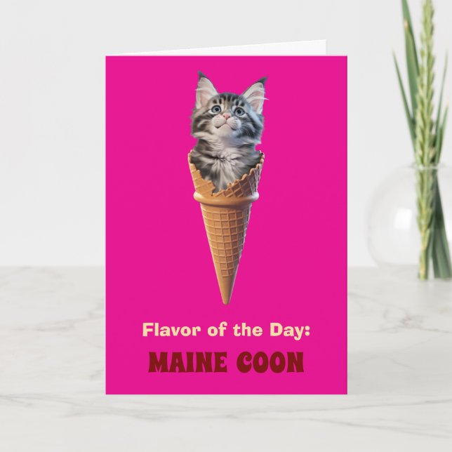 Tarjeta de felicitación de cono de Maine Coon lind (Anverso)
