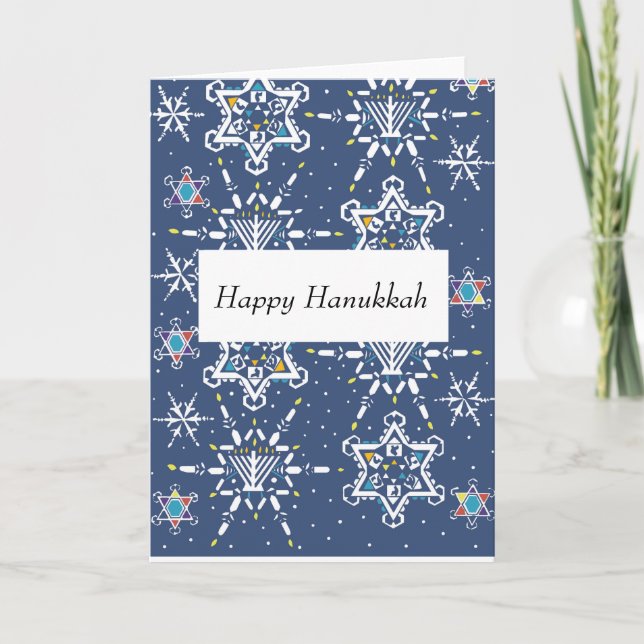 Tarjeta de felicitación de copos de nieve de Hanuk (Anverso)