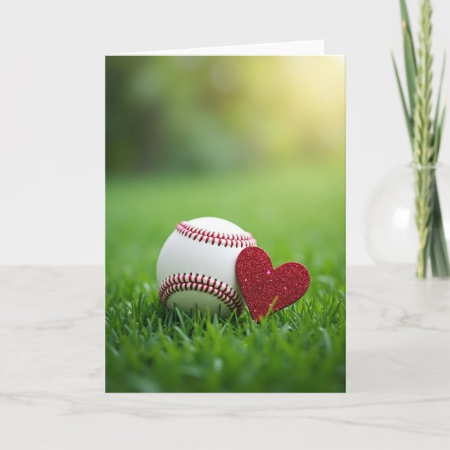 Tarjeta de Felicitación de Corazón de Béisbol (Anverso)