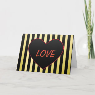 Tarjeta de Felicitación de Corazón Negro y Rayas A