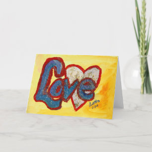 Tarjeta de felicitación de corazón roja de amor o 