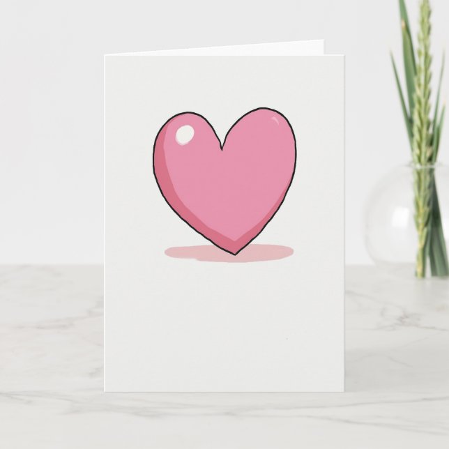 Tarjeta de Felicitación de Corazón Rosa Dulce (Anverso)