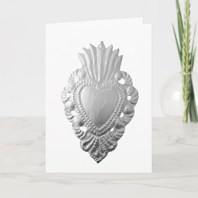 Tarjeta de felicitación de corazón Silver Milagro (Anverso)