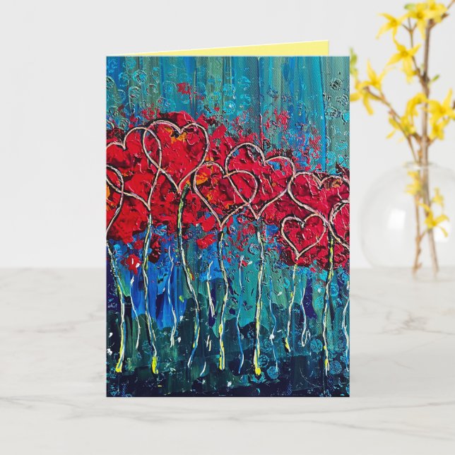 tarjeta de felicitación de corazones de amor (flor amarilla)