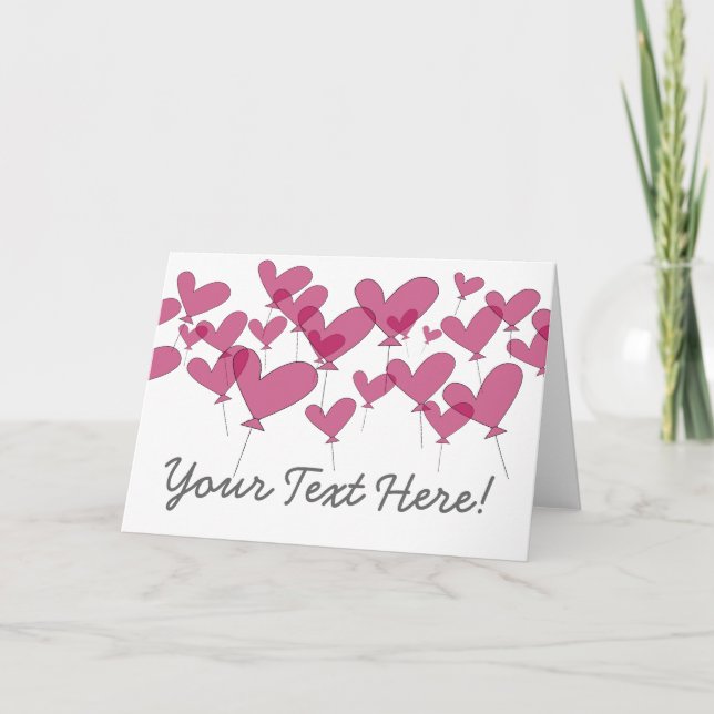 Tarjeta de felicitación de corazones de globo rojo (Anverso)
