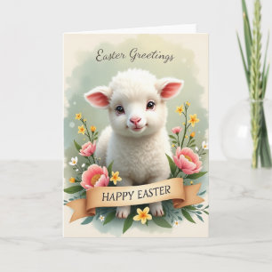 Tarjeta de Felicitación de Corderito de Primavera