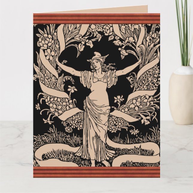 Tarjeta de Felicitación de Corona de Flores Antigu (Anverso)