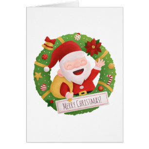 Tarjeta de felicitación de corona de Navidad de Sa
