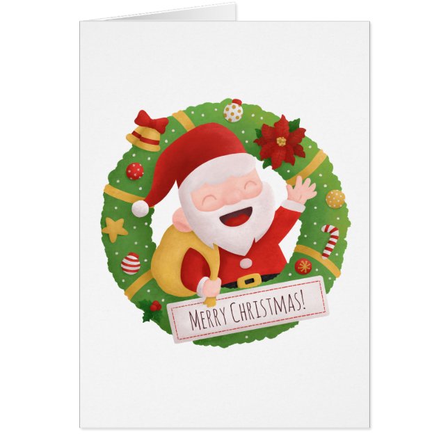 Tarjeta de felicitación de corona de Navidad de Sa (Frente)