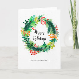 Tarjeta de felicitación de corona de Navidad en ac