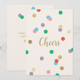 Tarjeta de felicitación de crema de confeti de Año