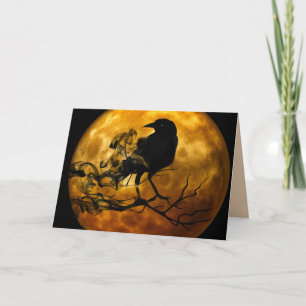 tarjeta de felicitación de cuervo lunar