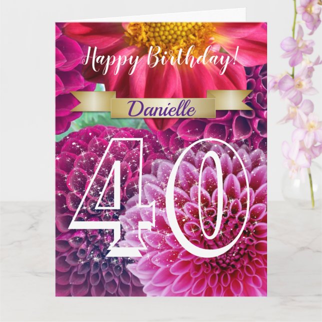 Tarjeta de felicitación de cumpleaños 40 floral pe (Orquídea)