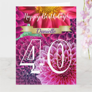 Tarjeta de felicitación de cumpleaños 40 floral pe