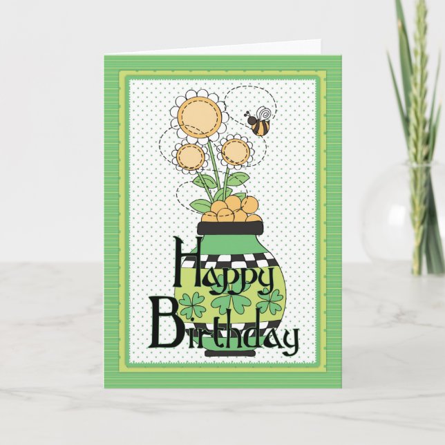 Tarjeta de felicitación de cumpleaños a la flor ir (Anverso)