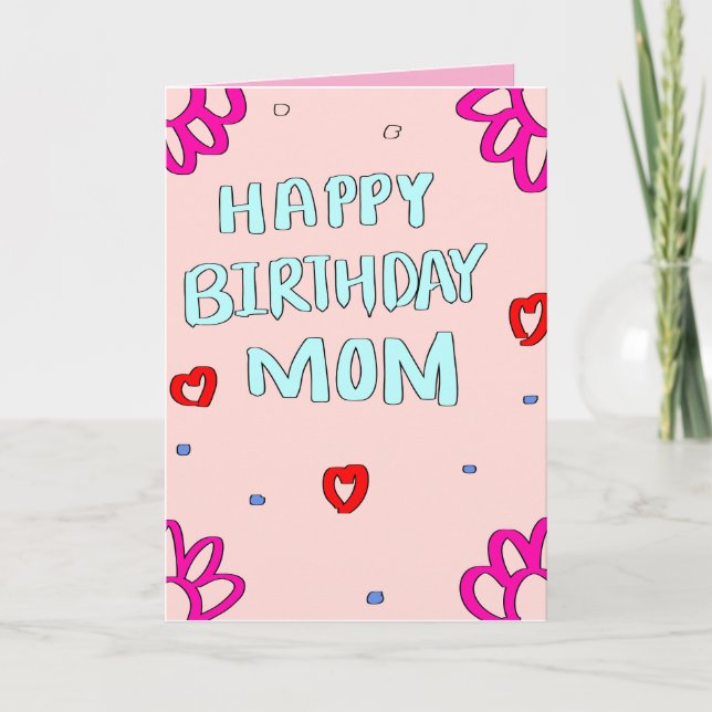 Tarjeta de felicitación de cumpleaños a Mamá rosa (Anverso)