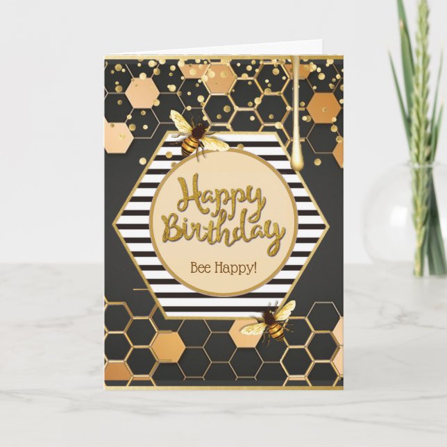tarjeta de felicitación de cumpleaños "abeja feliz (Anverso)