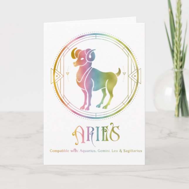 Tarjeta de felicitación de cumpleaños Aries (Anverso)