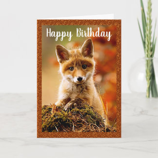 Tarjeta de felicitación de cumpleaños Baby Red Fox