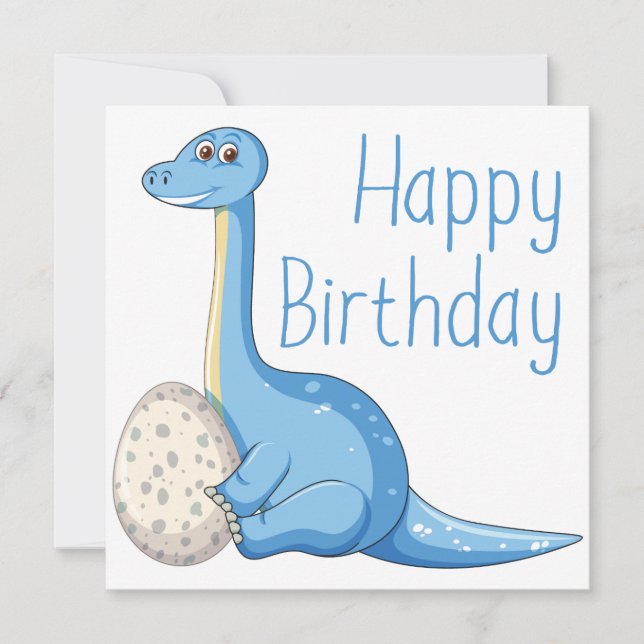 Tarjeta de felicitación de cumpleaños Blue Dinosau (Anverso)