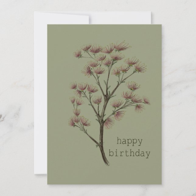 Tarjeta de felicitación de cumpleaños botánica (Anverso)