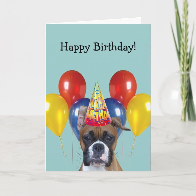 Tarjeta de felicitación de cumpleaños Boxer (Anverso)