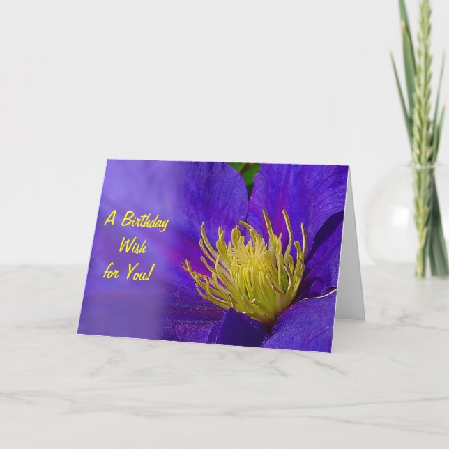 Tarjeta de felicitación de cumpleaños Clematis (Anverso)