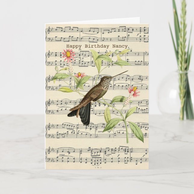 tarjeta de felicitación de cumpleaños colibrí vint (Anverso)