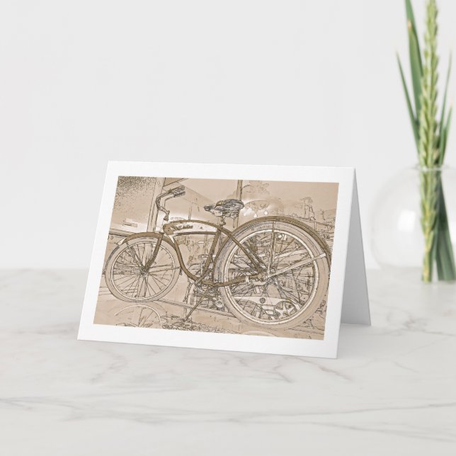 Tarjeta de felicitación de cumpleaños con biciclet (Anverso)