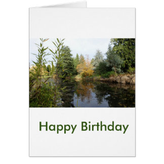 tarjeta de felicitación de cumpleaños con estanque