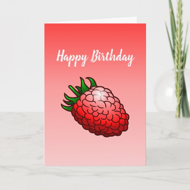 Tarjeta de felicitación de cumpleaños con frambues (Anverso)