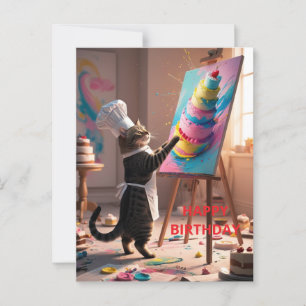 Tarjeta de felicitación de cumpleaños con gato div