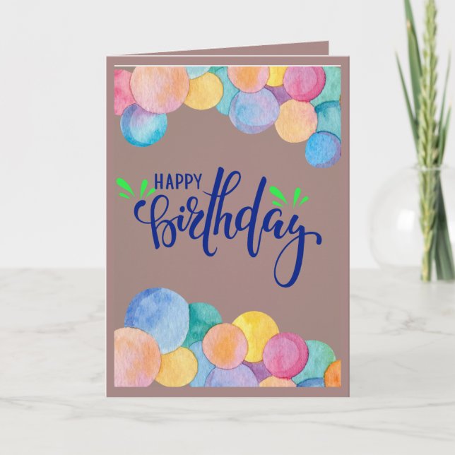Tarjeta de felicitación de cumpleaños con globo ae (Anverso)