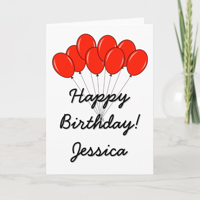 Tarjeta de felicitación de cumpleaños con globos r (Anverso)