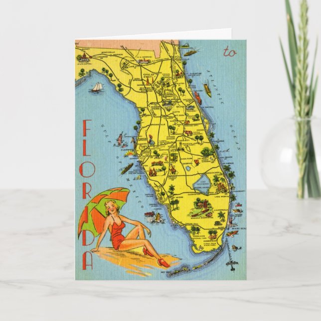 Tarjeta de felicitación de cumpleaños con mapa de  (Anverso)