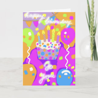 tarjeta de felicitación de cumpleaños con pastel c