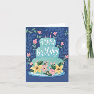 Tarjeta de felicitación de cumpleaños con pastel d