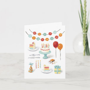 Tarjeta de felicitación de cumpleaños con pastel d